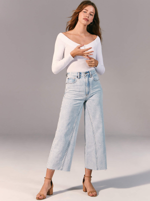 Ultra High Rise Cropped Wide Leg Jeans