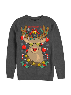 Men's Lost Gods Ugly Christmas Cool Rudolph Sweatshirt