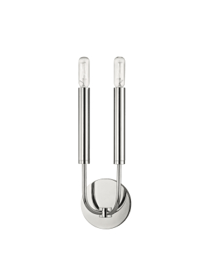 Gideon 2 Light Wall Sconce Polished Nickel