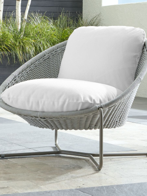 Morocco Light Grey Oval Lounge Chair With White Cushion