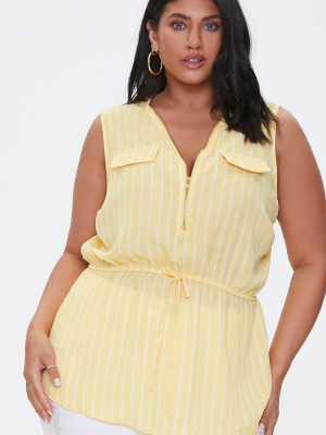 Plus Size Sleeveless Striped Top