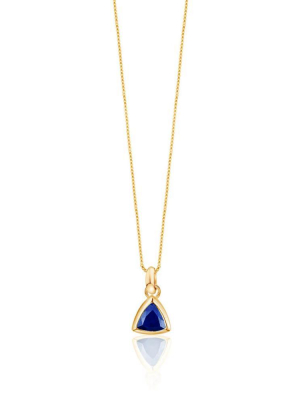 Blue Sapphire Charm Gold Necklace