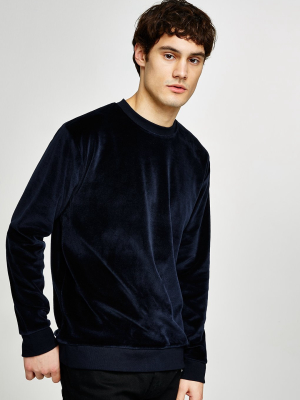 Navy Velour Sweatshirt