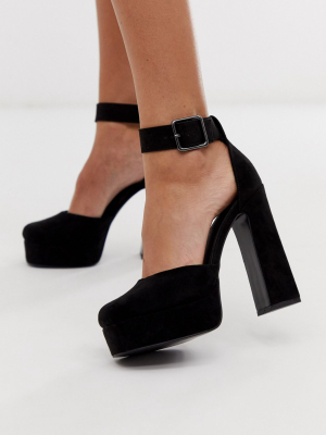 Asos Design Presta Platform High Heels In Black