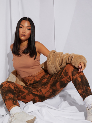 Petite Rust Tie Dye Cuffed Hem Joggers