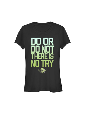 Junior's Star Wars Yoda Try Mantra T-shirt