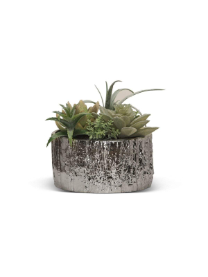 Flowing Faux Succulents In Metallic Pot