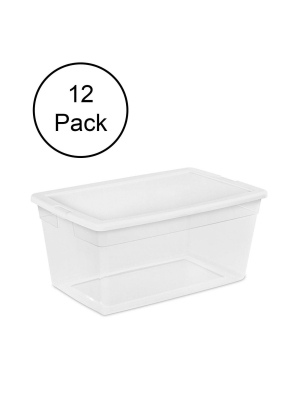 Sterilite 90-quart Storage Box With Clear Base And White Lid (12 Pack), 16668004
