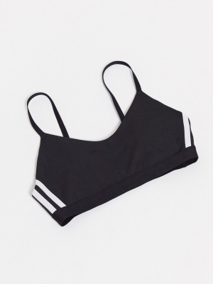 Adidas Training Three Stripe Strappy Bra In Black