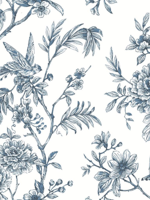 Jessamine Floral Trail Wallpaper In Blue From The Moonlight Collection By Brewster Home Fashions