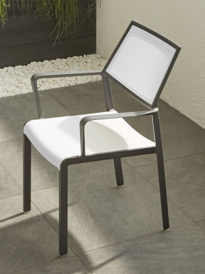 Lanai White Mesh Square Dining Chair