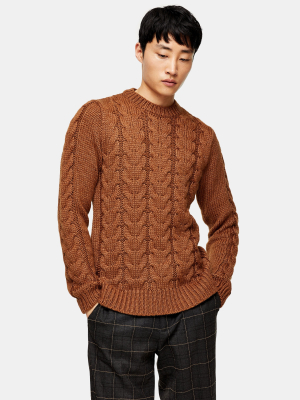 Camel Cable Knitted Sweater