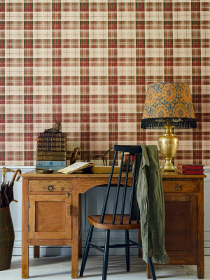 Countryside Plaid Wallpaper In Leather From The Complementary Collection By Mind The Gap