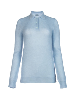 Prada Knitted Long-sleeve Polo Shirt