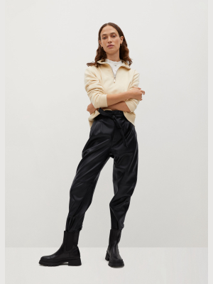 Darts Faux-leather Pants