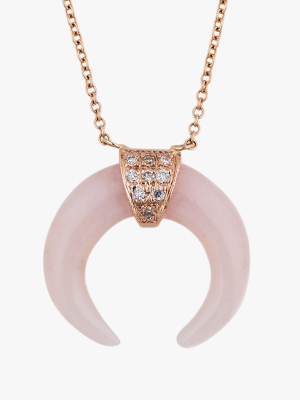 Rose Quartz Double-horn Pendant Necklace