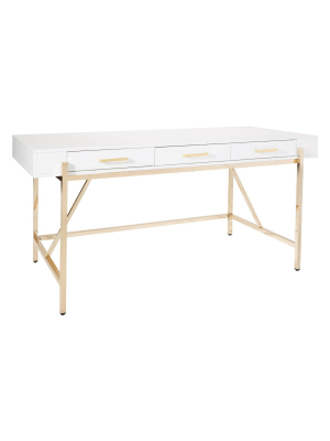 Broadway Desk White Gloss - Osp Home Furnishings