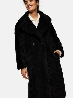 Black Longline Borg Coat