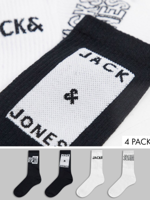 Jack & Jones 4 Pack Logo Socks