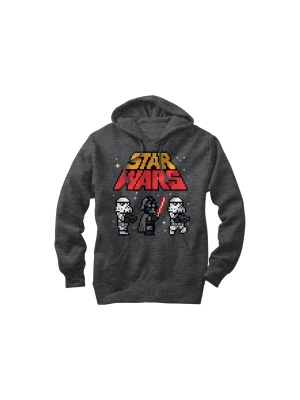 Men's Star Wars Pixel Darth Vader And Stormtroopers Pull Over Hoodie