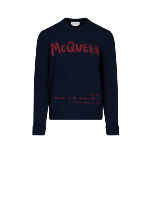 Alexander Mcqueen Graffiti Logo Knitted Sweater