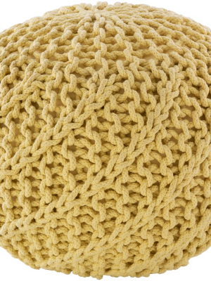 Malmo Knitted Pouf In Bright Yellow