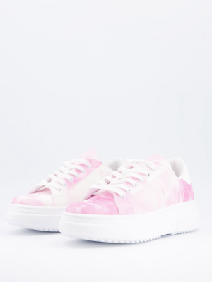 Asos Design Dua Tie Dye Sneakers In Pink