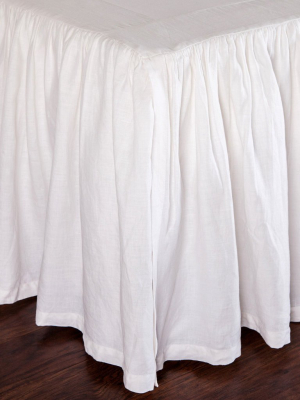 Gathered Linen Bedskirt In White