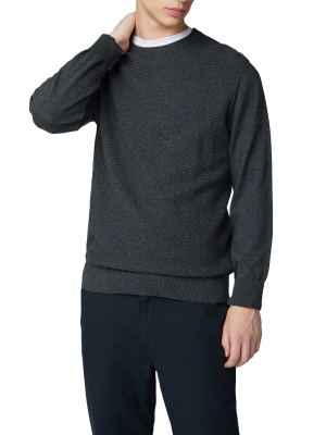 Textured Knit Crewneck Sweater - Grey