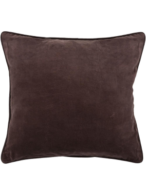 Cotton & Velvet Pillow In Brown