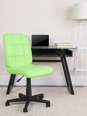 Flash Furniture Mid-back Green Quilted Vinyl Swivel Task Office Chair