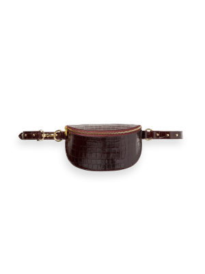 Patent Leather Croc-effect Belt Bag
