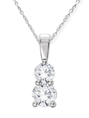 Pompeii3 3/4ct Two Stone Diamond Pendant 14k White Gold