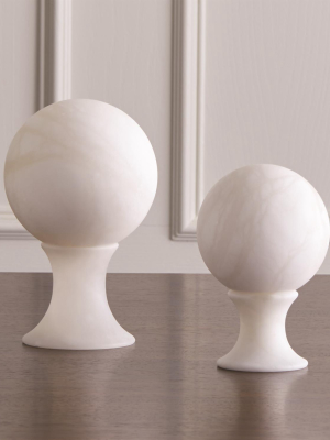 Alabaster Sphere Stands Set