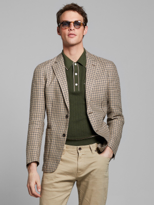 Italian Linen Sportcoat In Prep Brown Houndstooth