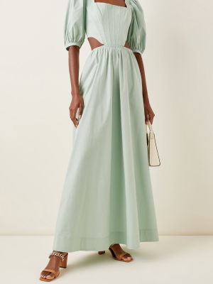 Astro Puff-sleeve Cutout Maxi Dress