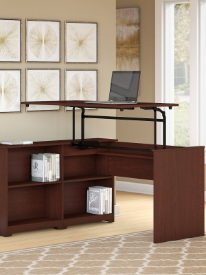 Cabot 3 Position Sit To Stand Corner Bookshelf Desk - Bush Furniture