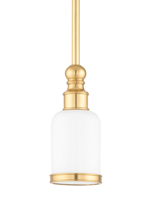 Hudson Valley Lighting Chatham Pendant - Aged Brass & Opal Glossy