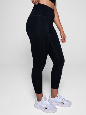 23.75" Crop High Rise Classic Compressive Leggings In Black