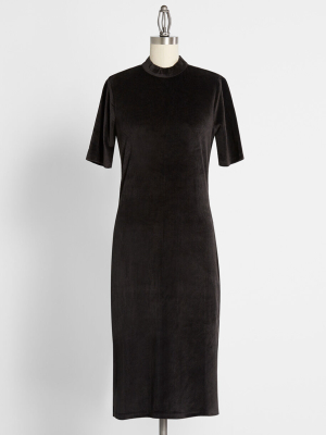 Smooth Grooves Mock Neck Dress