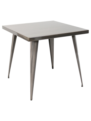 Austin 32" Metal Dining Table Cleared Brush Silver Finish - Lumisource