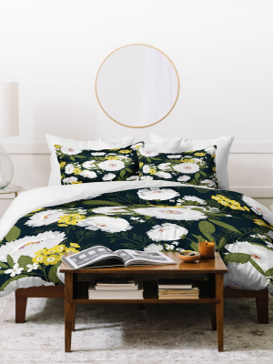 Eta Abolina Fleurette Night Duvet Set - Deny Designs