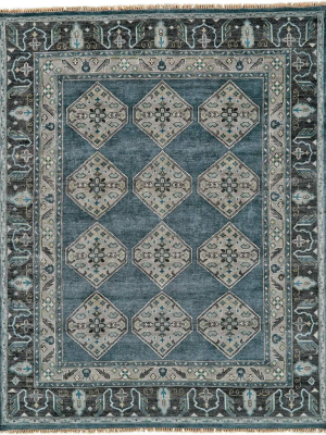 Feizy Ustad Taditional Persian Rug - Available In 6 Sizes - Indian Teal & Pewter Gray