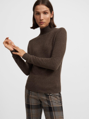 Basic Turtleneck Sweater In Feather Cashmere