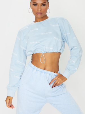 Prettylittlething Baby Blue Printed Oversized...