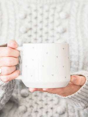 White With Gray Heart Ceramic Mug - Sugar Paper™