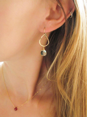 Teardrop Gemstone Earrings - Green Amethyst