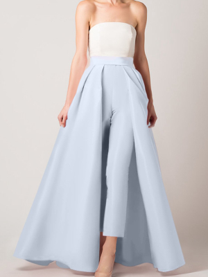 Silk Faille Cigarette Pants With Convertible Skirt