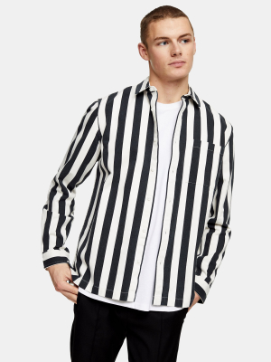 Black And Ecru Stripe Long Sleeve Shirt