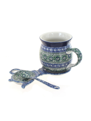 Blue Rose Polish Pottery Indigo Mug & Saucer Gift Set